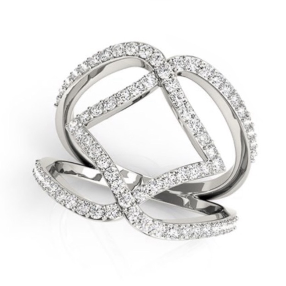 Large Square Full Pavé .5ct Diamond Ring 14k White Gold